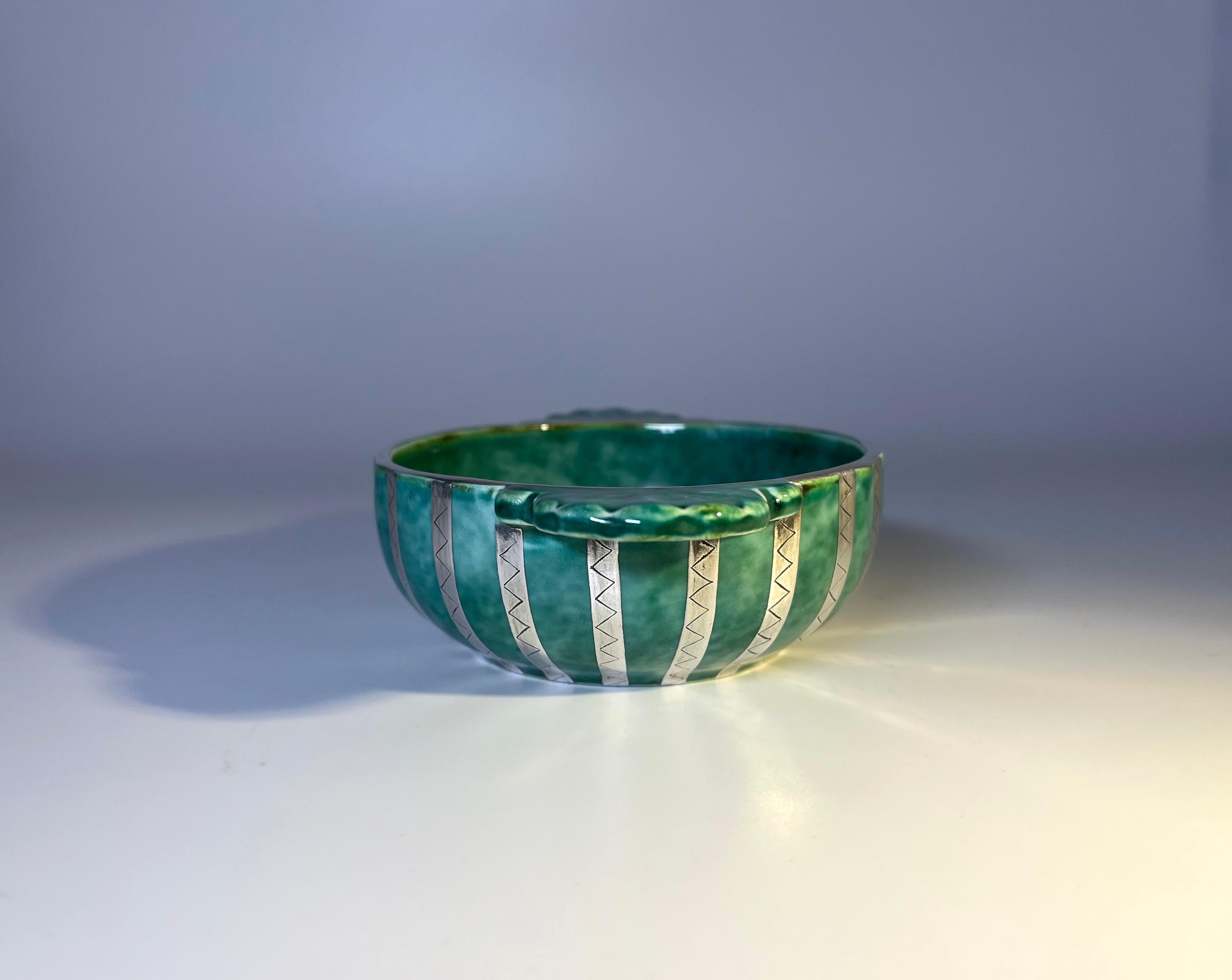 Glazed Quaich Stoneware Loving Cup by Wilhelm Kage, Argenta, Gustavsberg, Sweden 1960s
