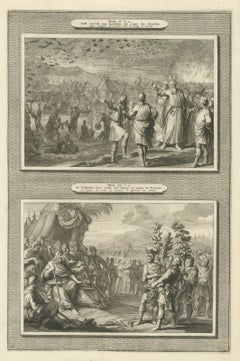Quails in the Camp and the Spies Return from Canaan, Mortier Bible circa 1700