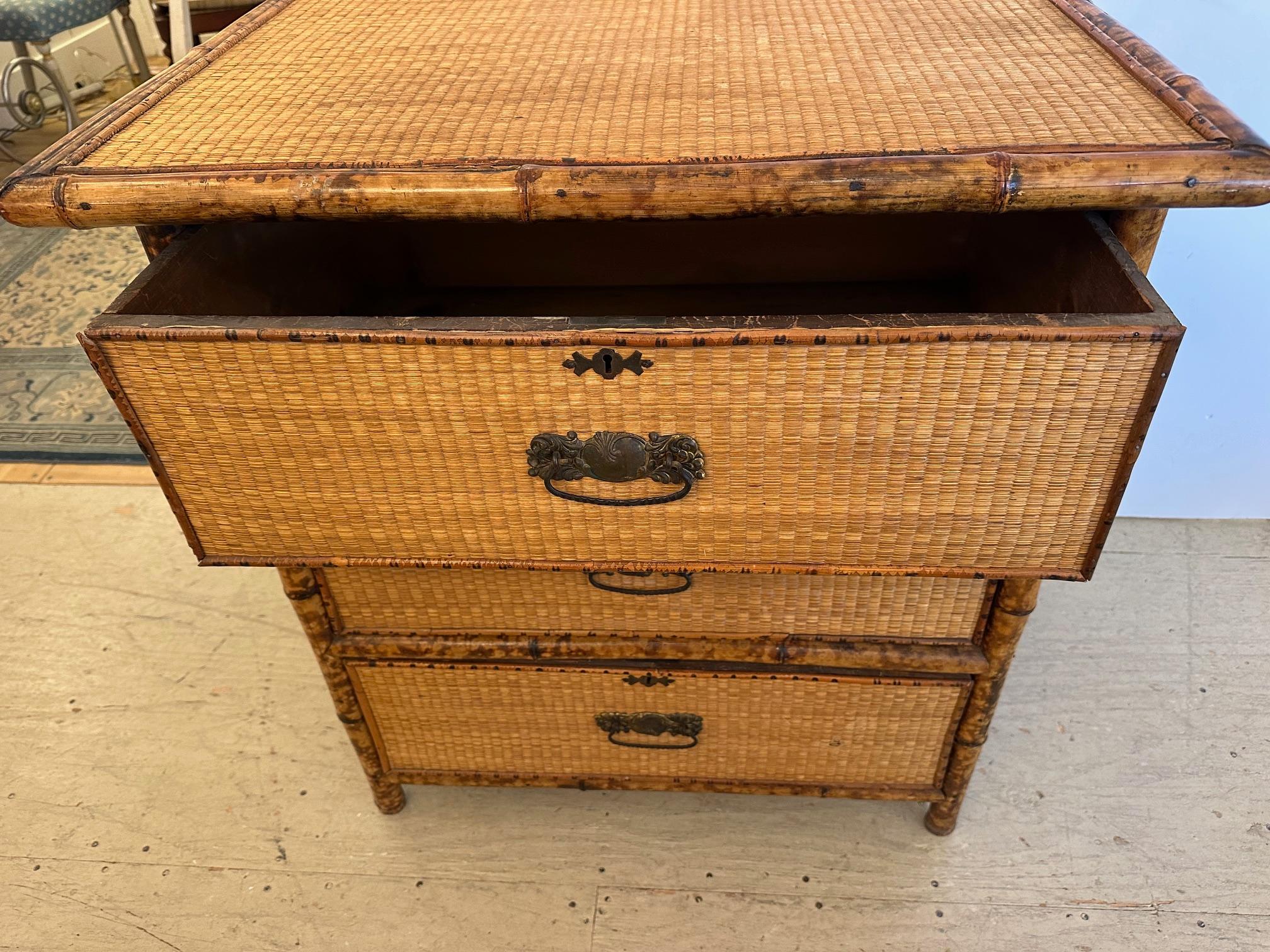 Quaint Bamboo & Rattan Small Chest of Drawers For Sale 3