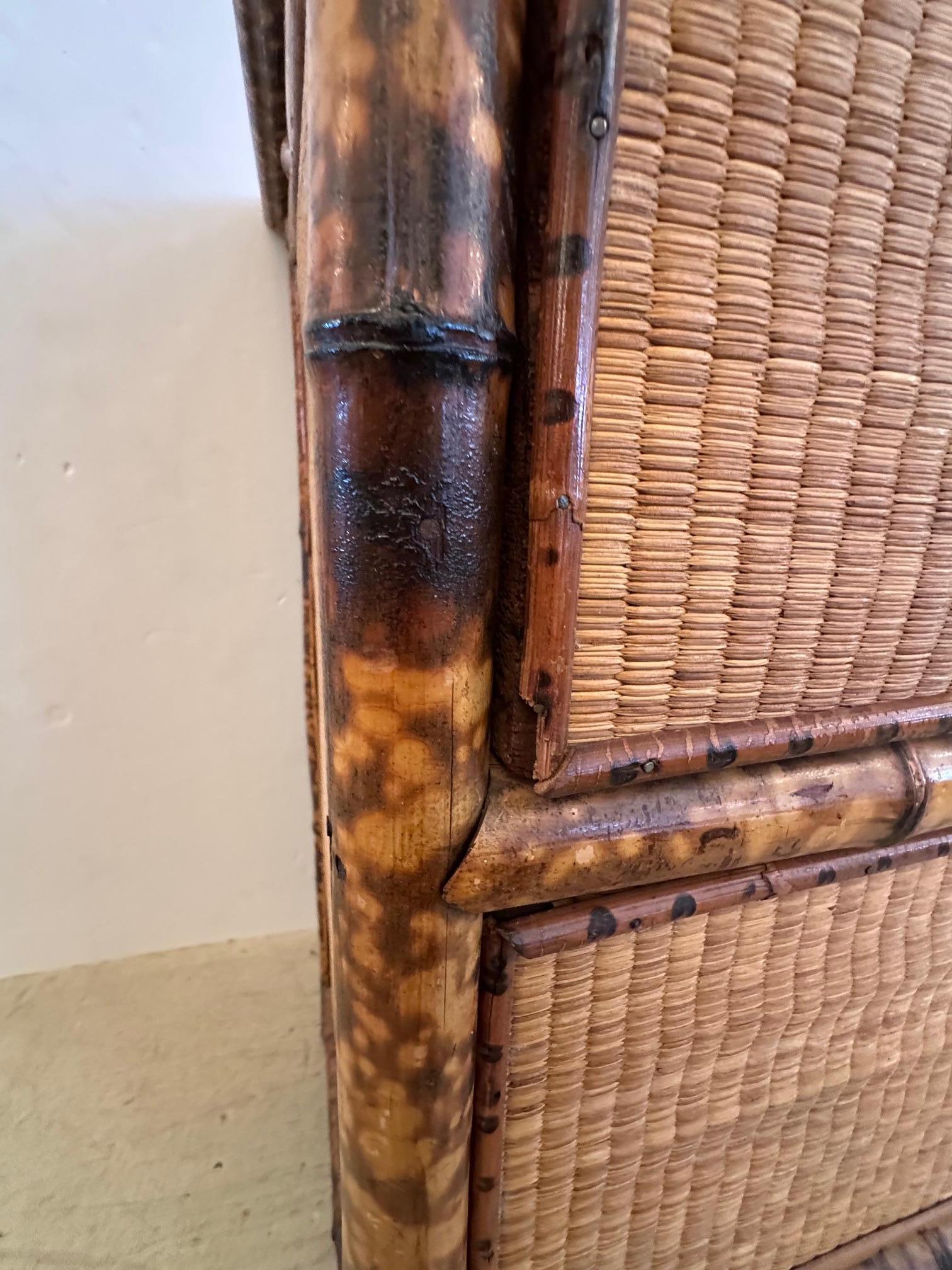 American Quaint Bamboo & Rattan Small Chest of Drawers For Sale