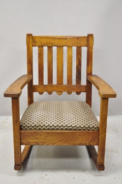 Quaint Furniture Stickley Brothers Slat Back Mission Oak Rocker Rocking Chair
