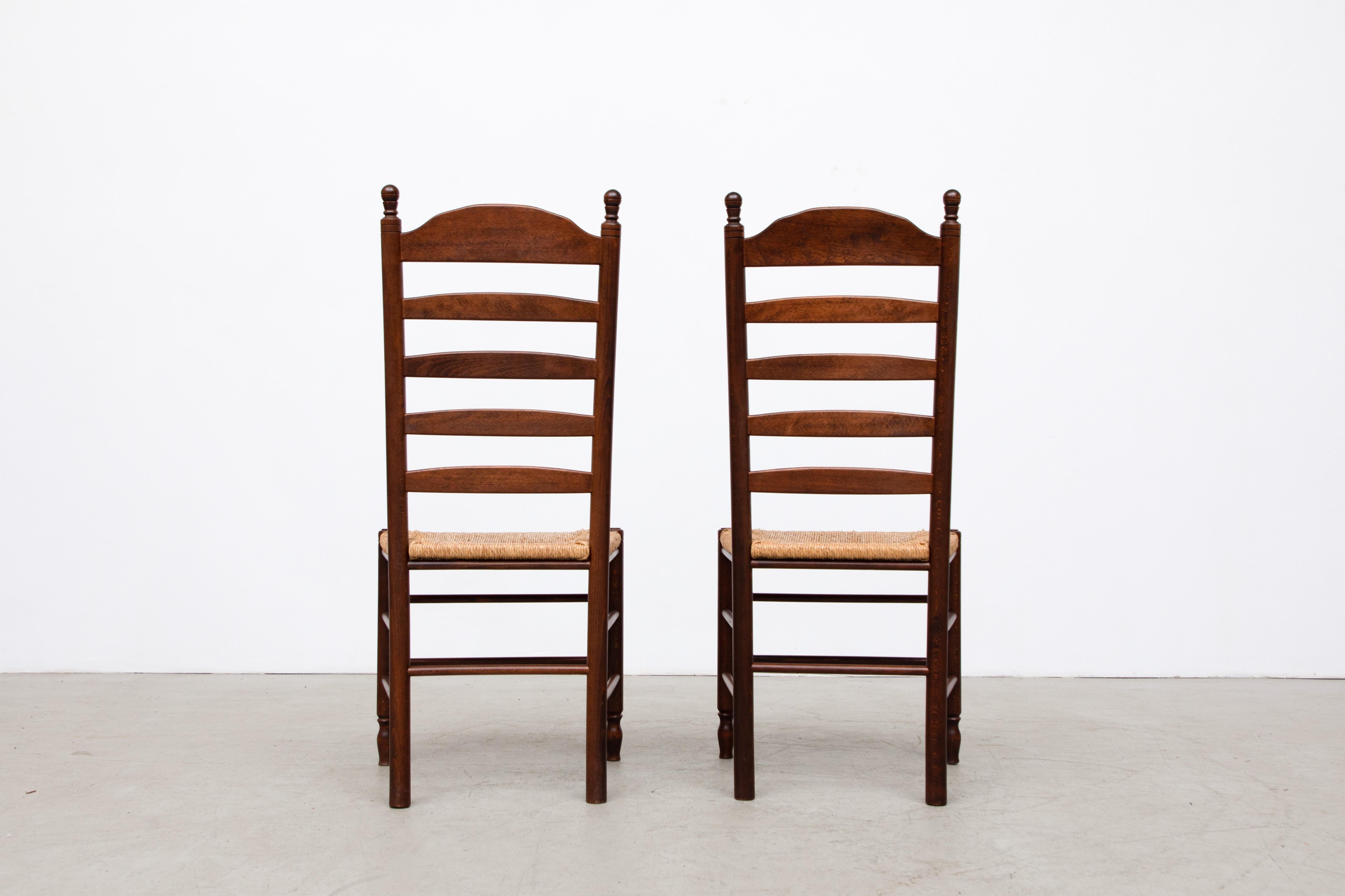 Dutch Quaker Style Ladder Back Dining Chairs with Rush Seats