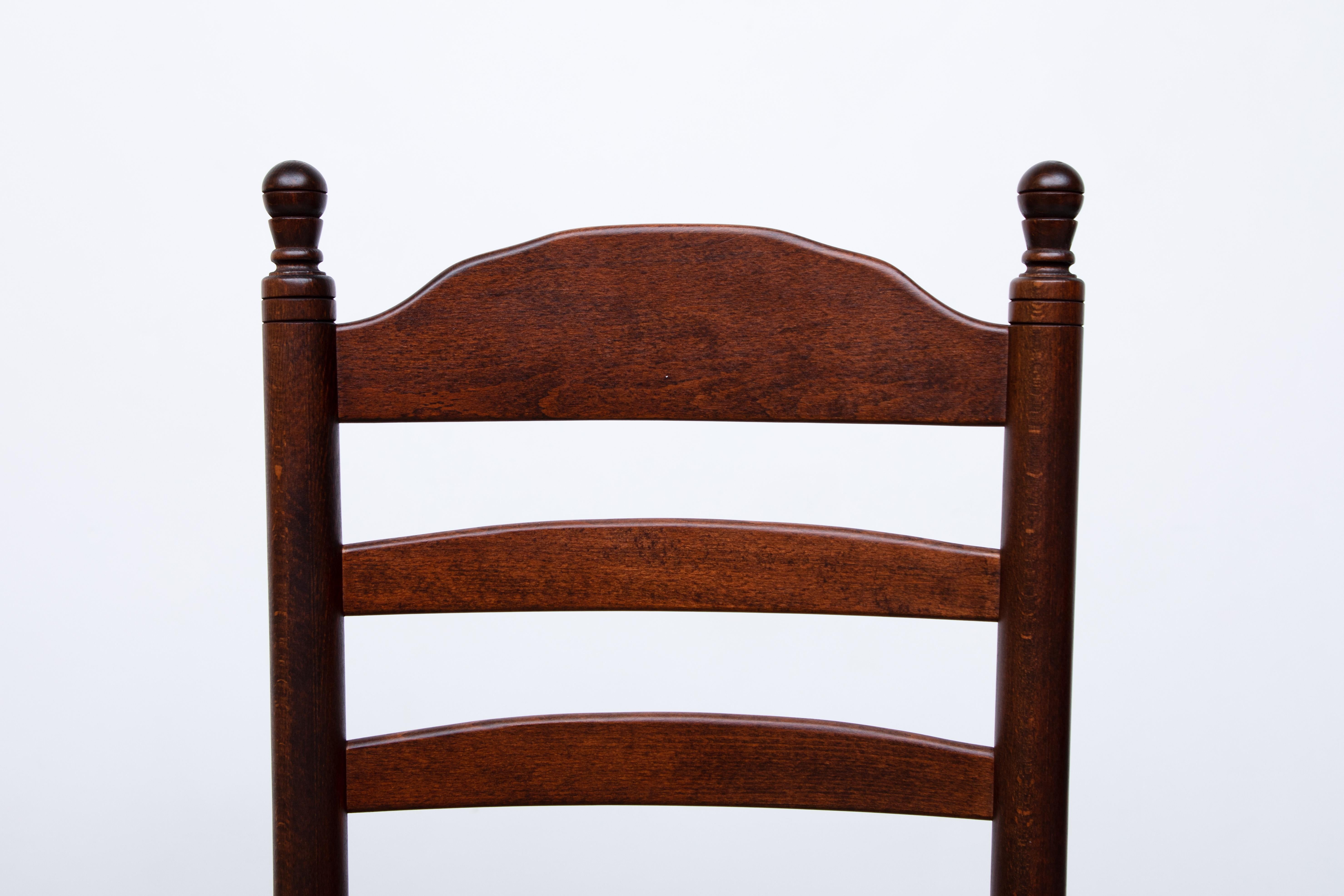 Late 20th Century Quaker Style Ladder Back Dining Chairs with Rush Seats