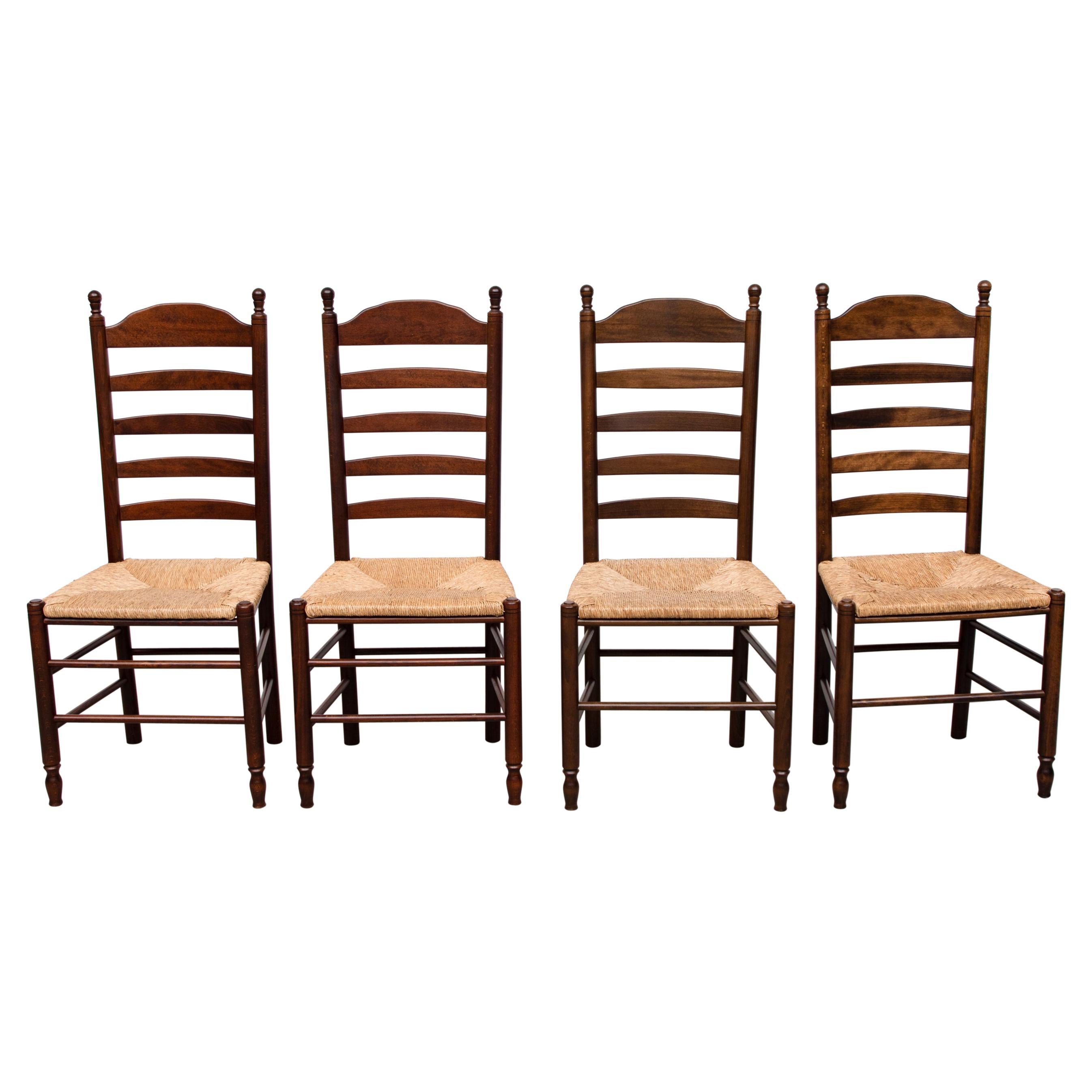 Quaker Style Ladder Back Dining Chairs with Rush Seats