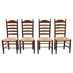 Quaker Style Ladder Back Dining Chairs with Rush Seats