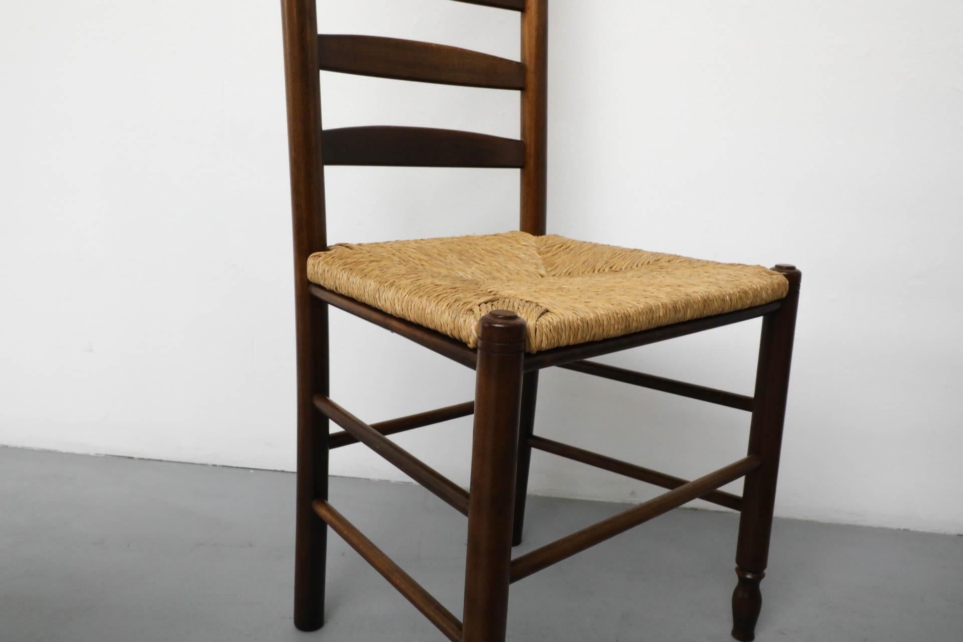 Quaker Style Tall Ladder Back Dining Chairs with Hand-Woven Rush Seats 4