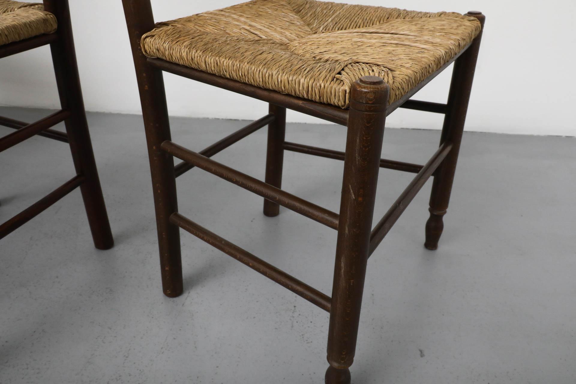 Quaker Style Tall Ladder Back Dining Chairs with Hand-Woven Rush Seats 7