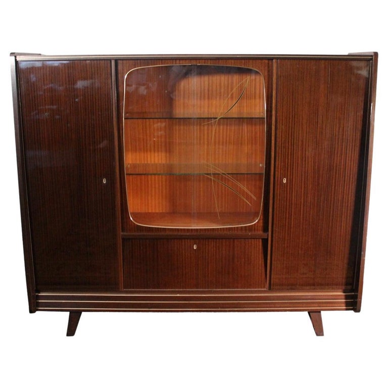 Qualitatsmöbel Art Deco Bar Mahogany and Glass with Gold Inlay Design For Sale at 1stDibs