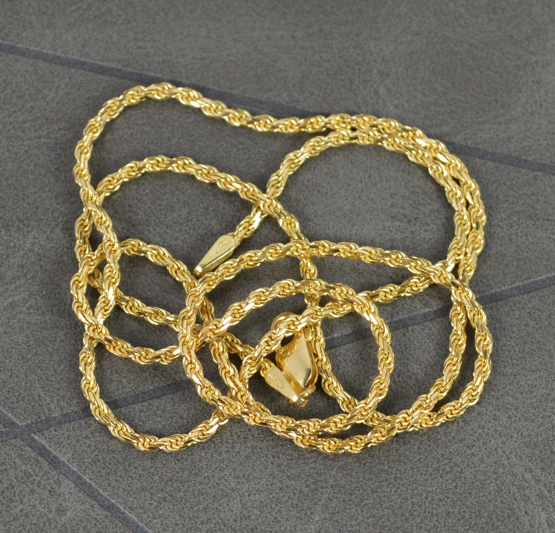 Quality 18 Carat Gold Rope Twist Link Chain Necklace In Excellent Condition In St Helens, GB