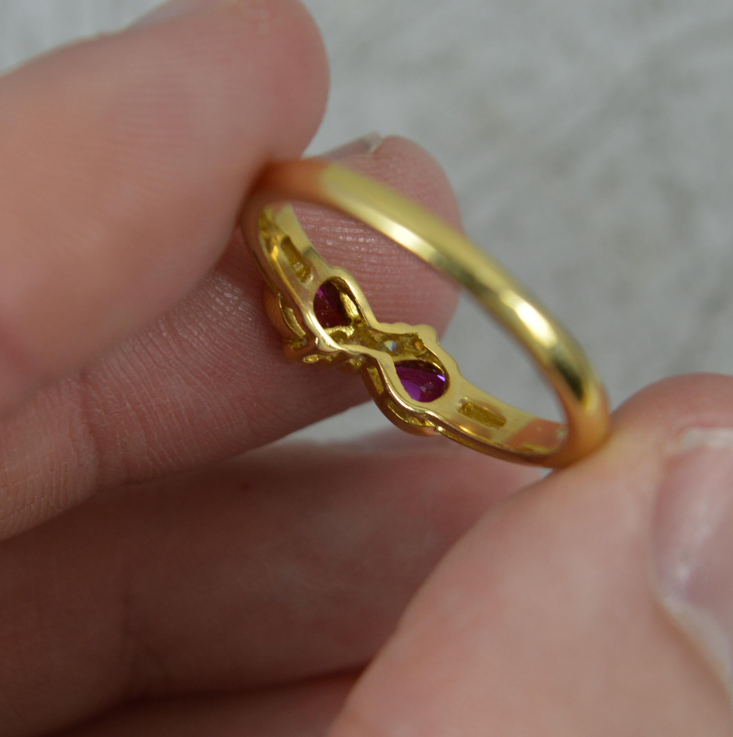 Contemporary Quality 18 Carat Gold Ruby and Diamond Toi Et Moi Cluster Ring