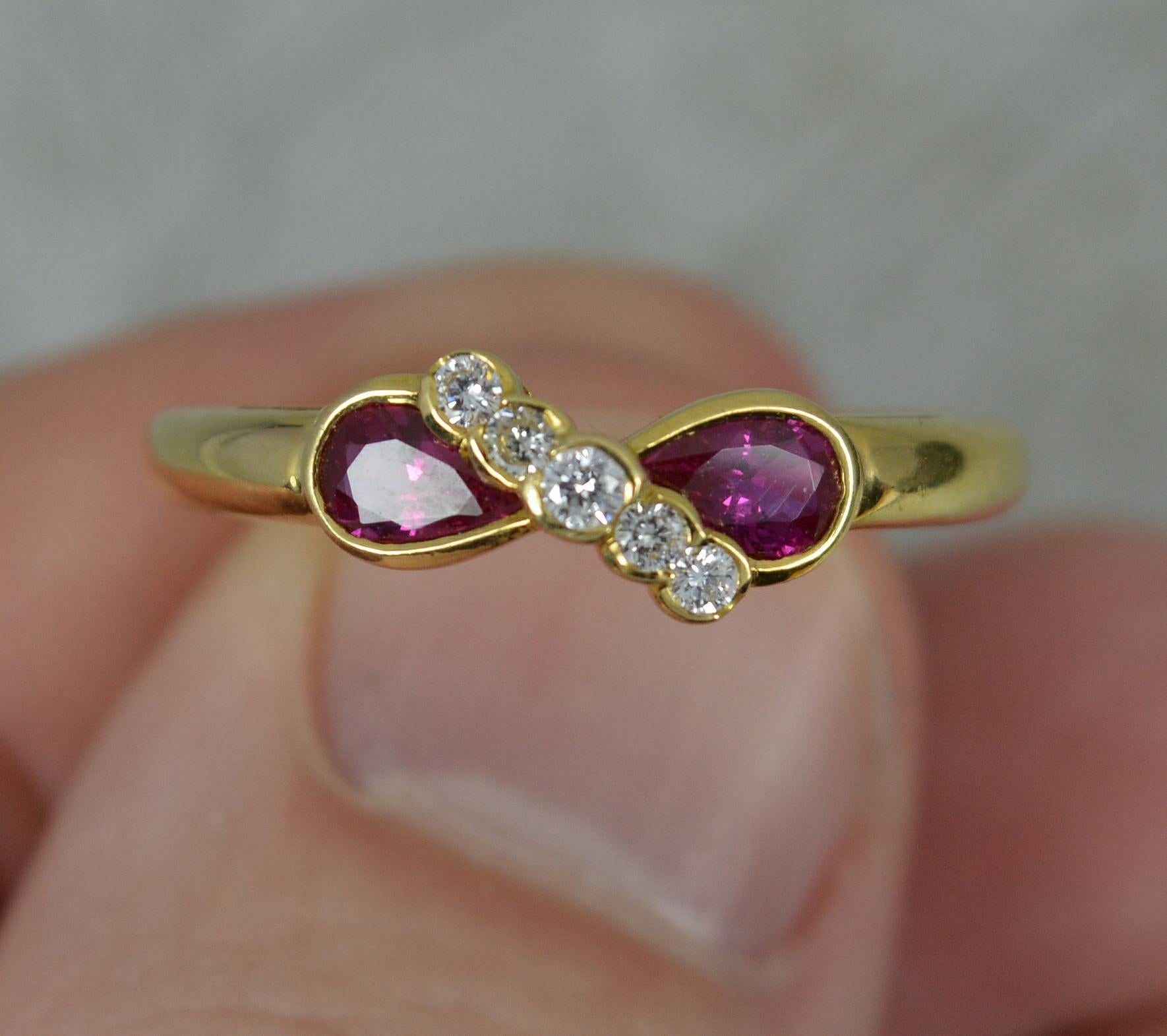 Quality 18 Carat Gold Ruby and Diamond Toi Et Moi Cluster Ring In Excellent Condition In St Helens, GB