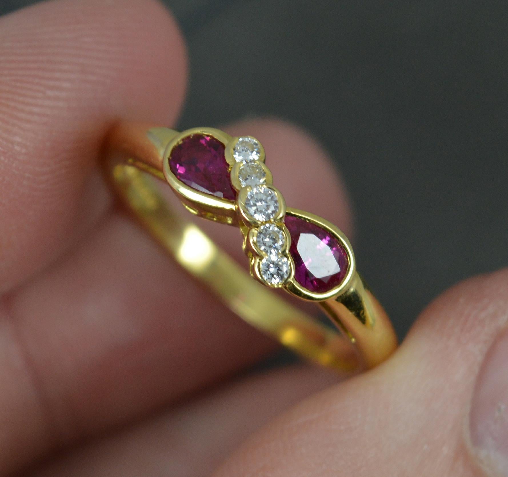 Women's Quality 18 Carat Gold Ruby and Diamond Toi Et Moi Cluster Ring