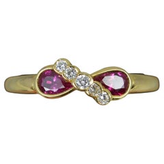 Quality 18 Carat Gold Ruby and Diamond Toi Et Moi Cluster Ring