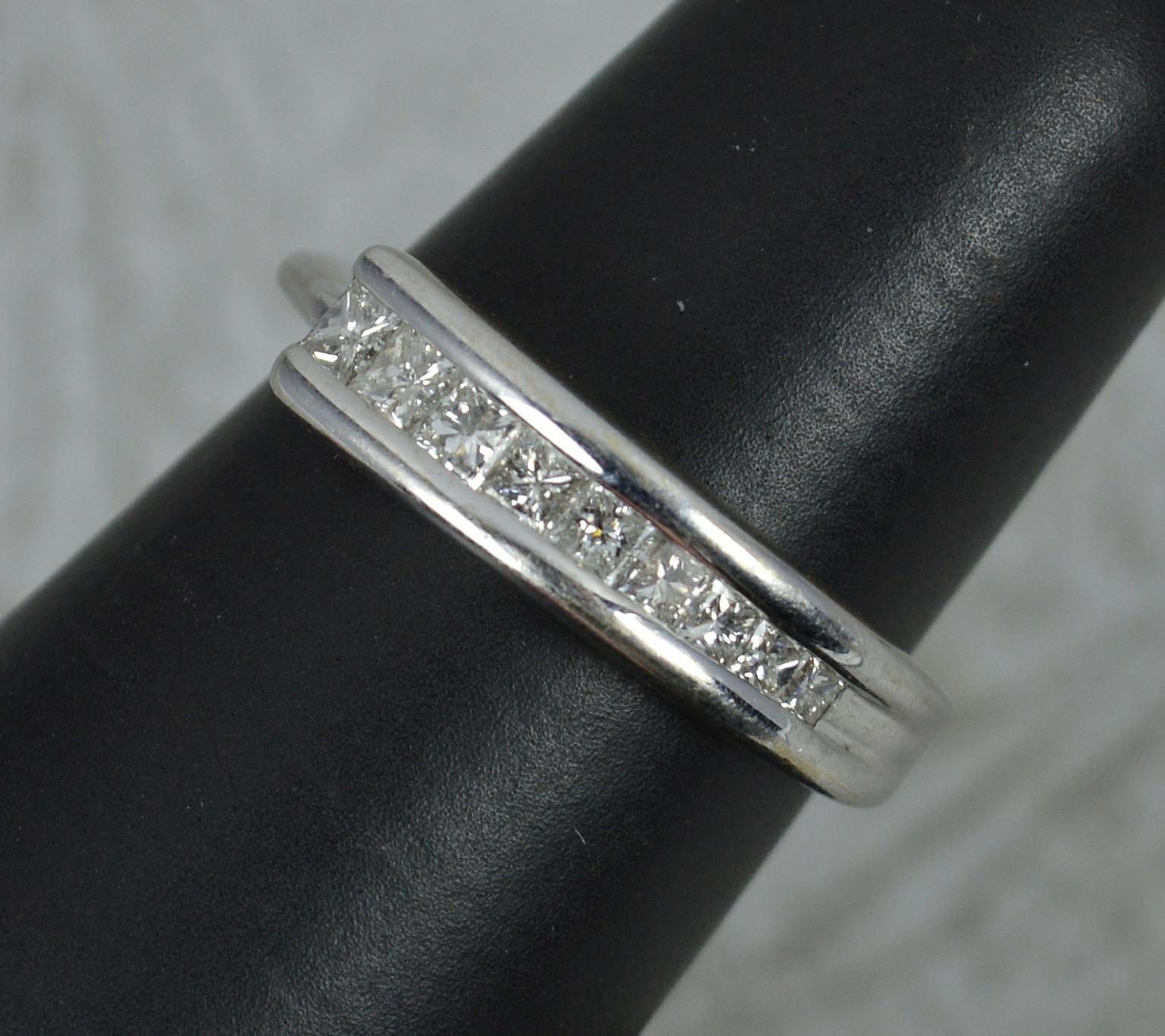 Quality 18ct White Gold and 0.55ct Diamond Half Eternity Stack Ring 5