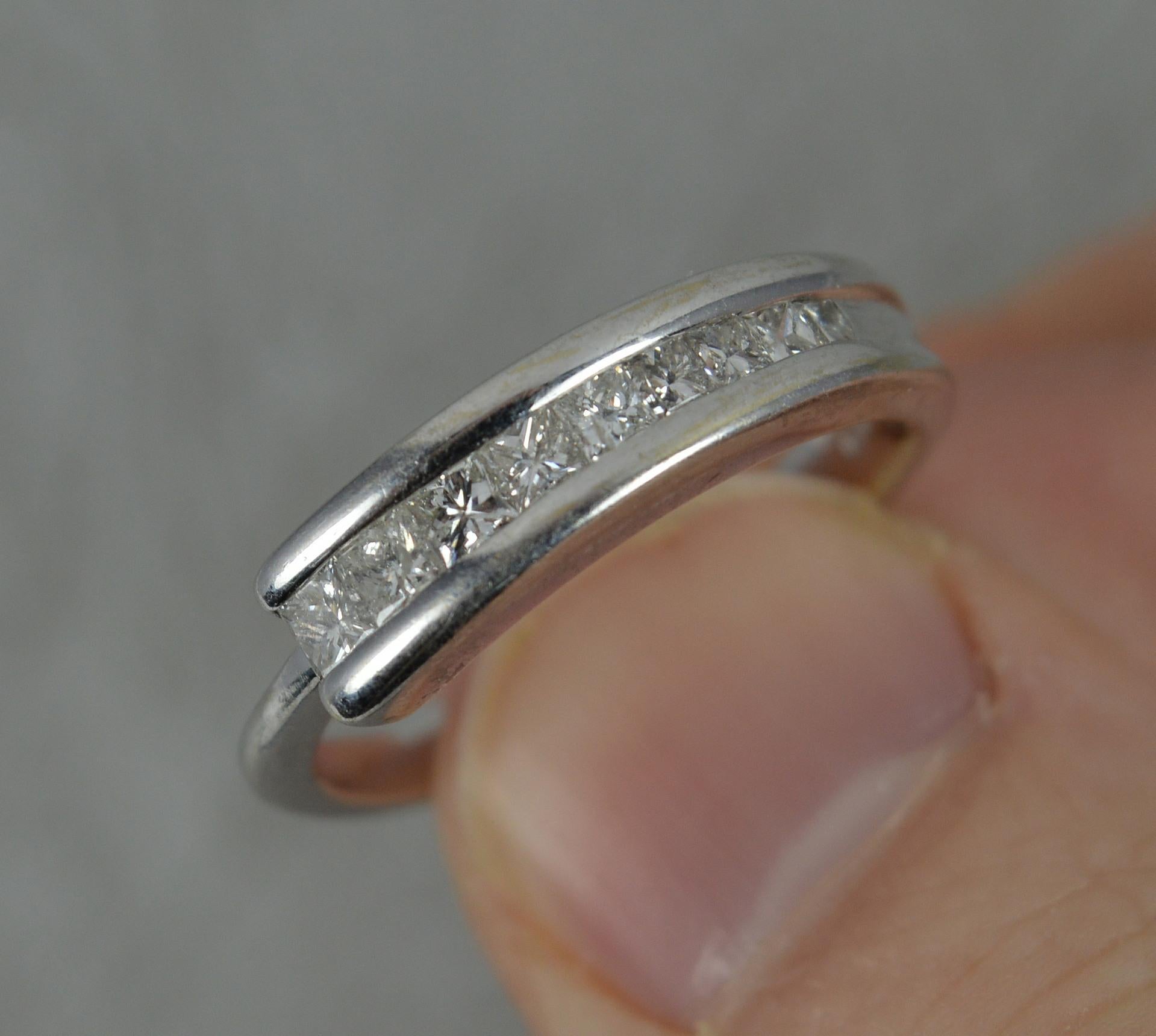 Quality 18ct White Gold and 0.55ct Diamond Half Eternity Stack Ring For Sale 3