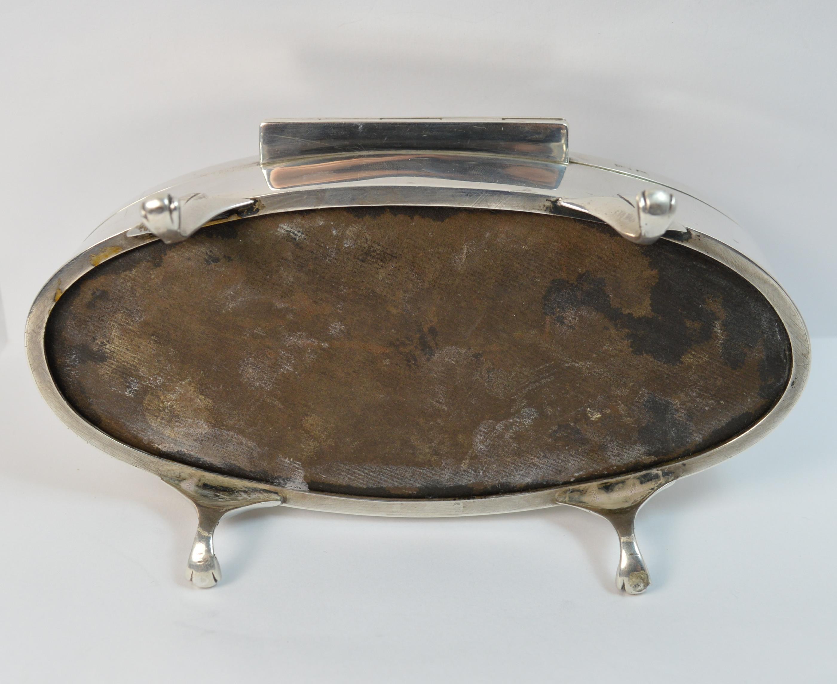 Quality 1921 Walker & Hall Solid Silver Oval Jewellery Box 3