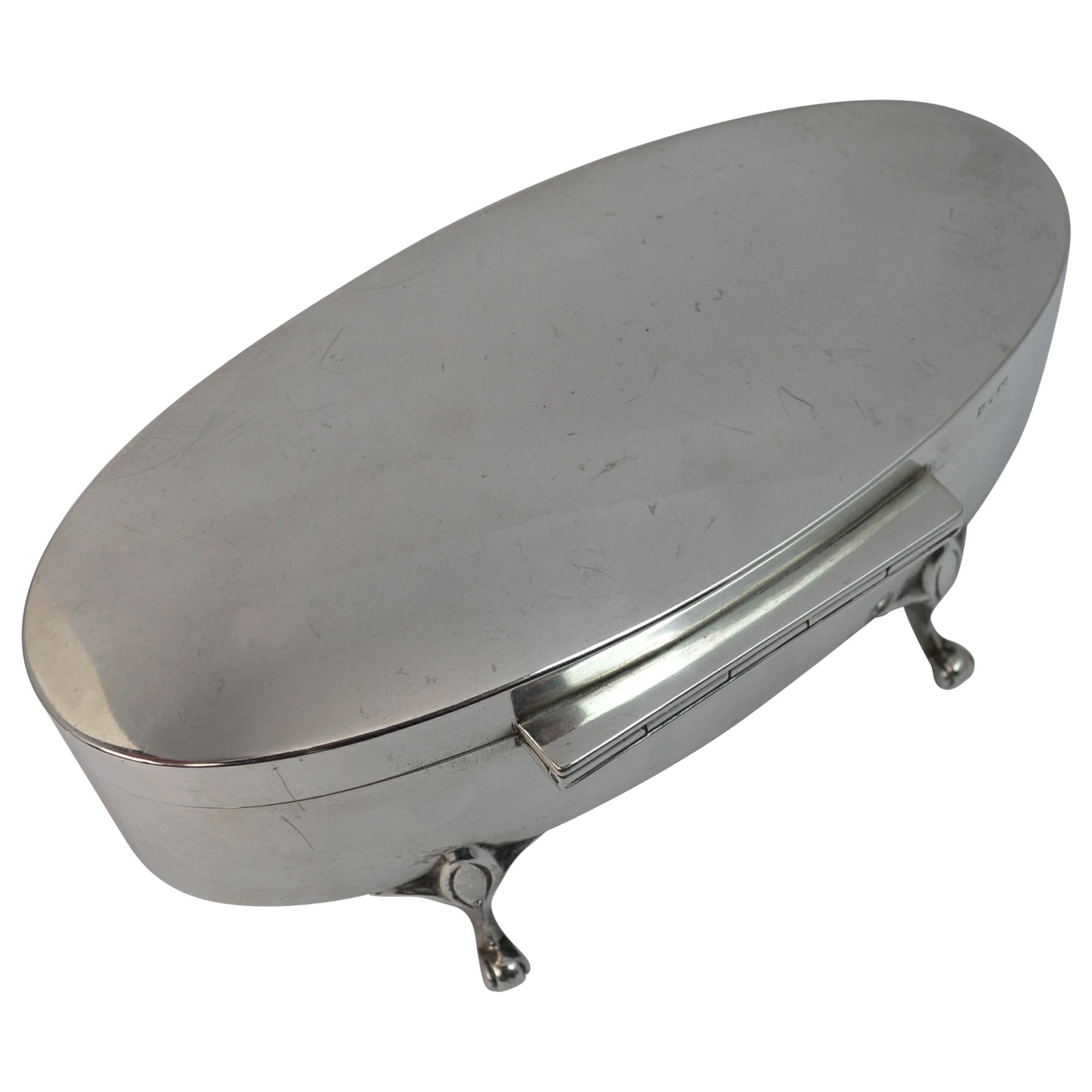 Quality 1921 Walker & Hall Solid Silver Oval Jewellery Box