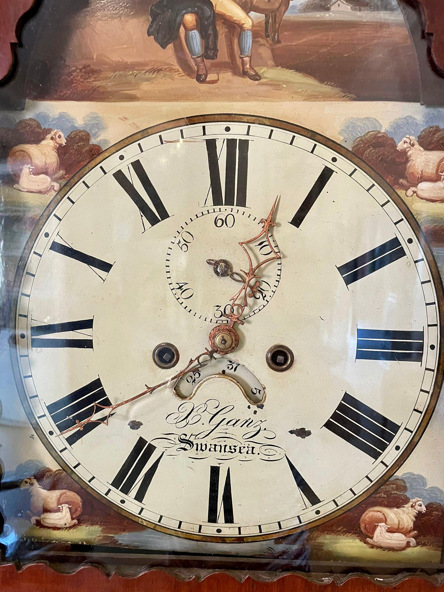 Quality 19th Century Antique Mahogany Inlaid Eight Day Longcase Clock by Ganz o 5