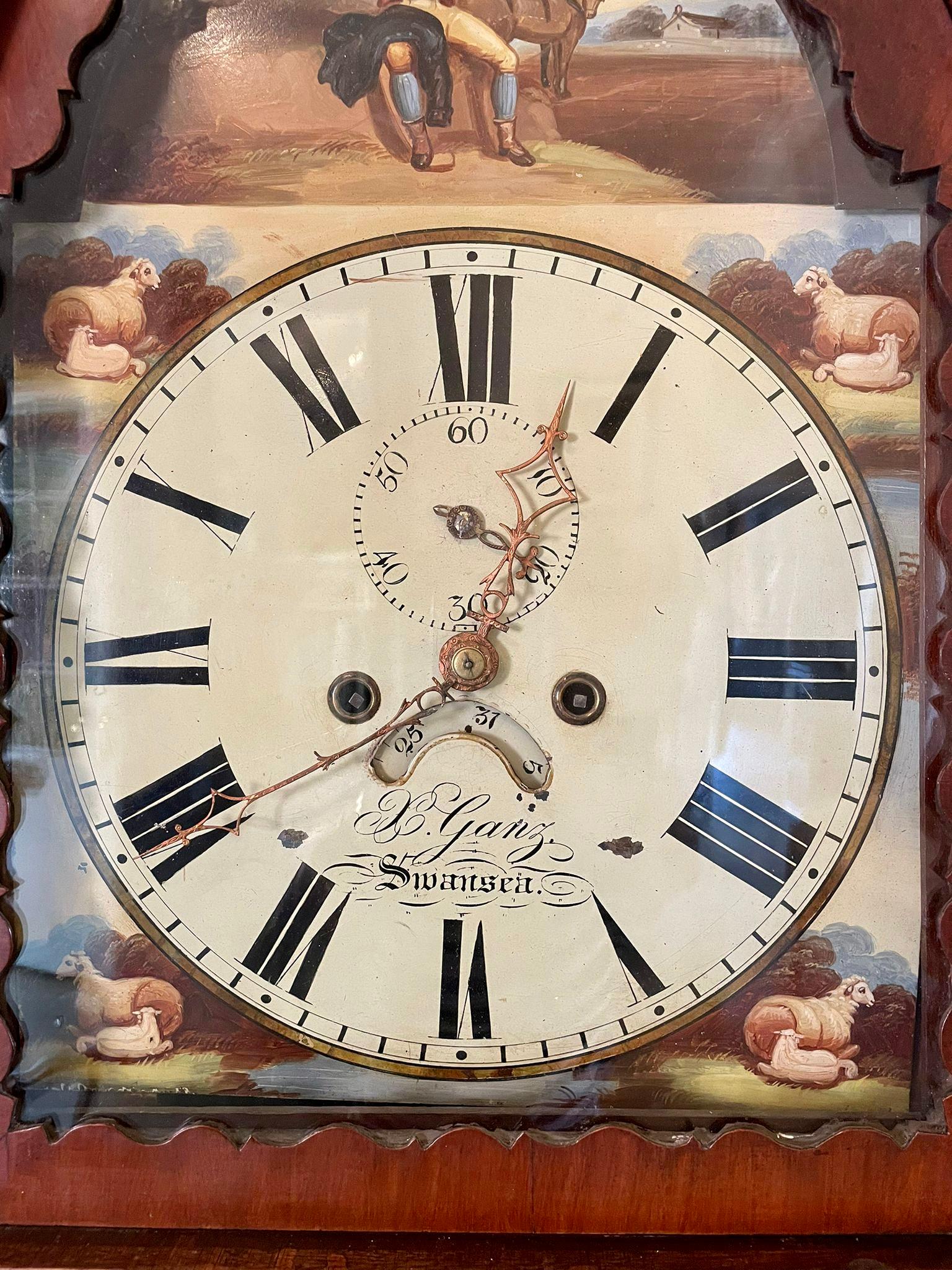 Quality 19th Century Antique Mahogany Inlaid Eight Day Longcase Clock by Ganz o 3