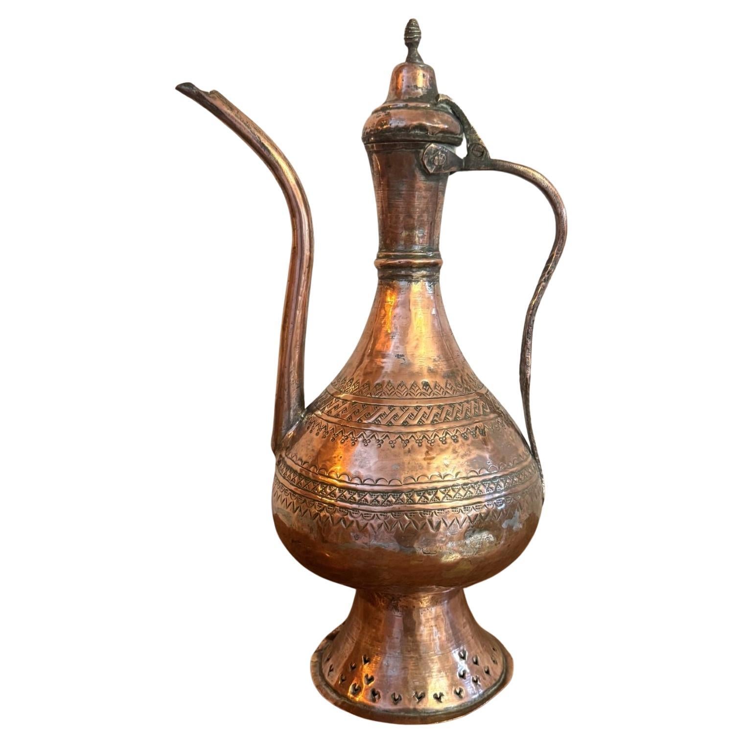 Quality 19th Century antique Middle Eastern copper coffee pot