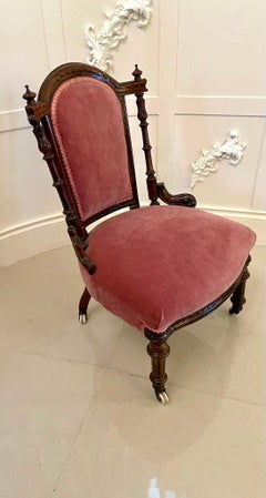 Quality 19th Century Antique Victorian Walnut Carved Ladies Chair