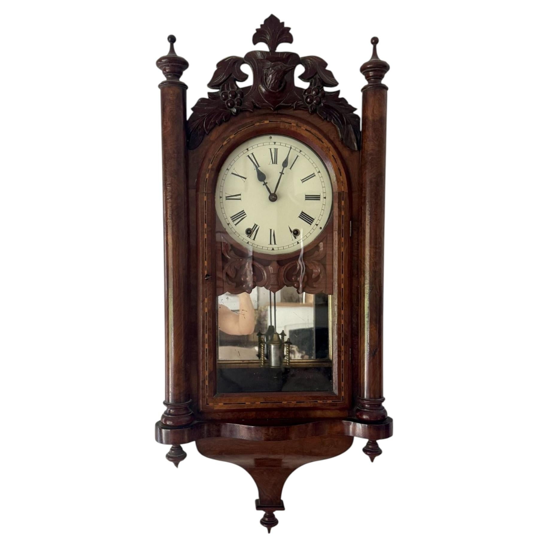 Quality 19th Century drop dial walnut wall clock For Sale