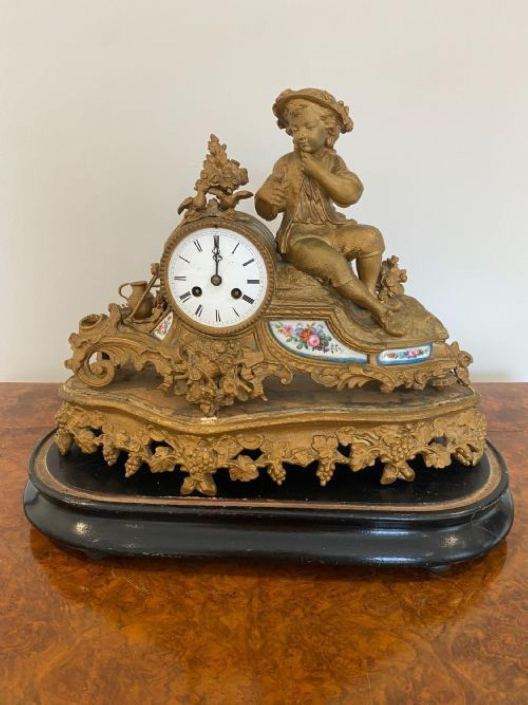 Quality 19th Century French Louis XVI Ormolu & Porcelain Mantle Clock For Sale 1