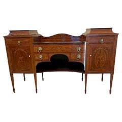 Antique Quality 19th Century Mahogany Inlaid Marquetry Sideboard by Hewetsons, London