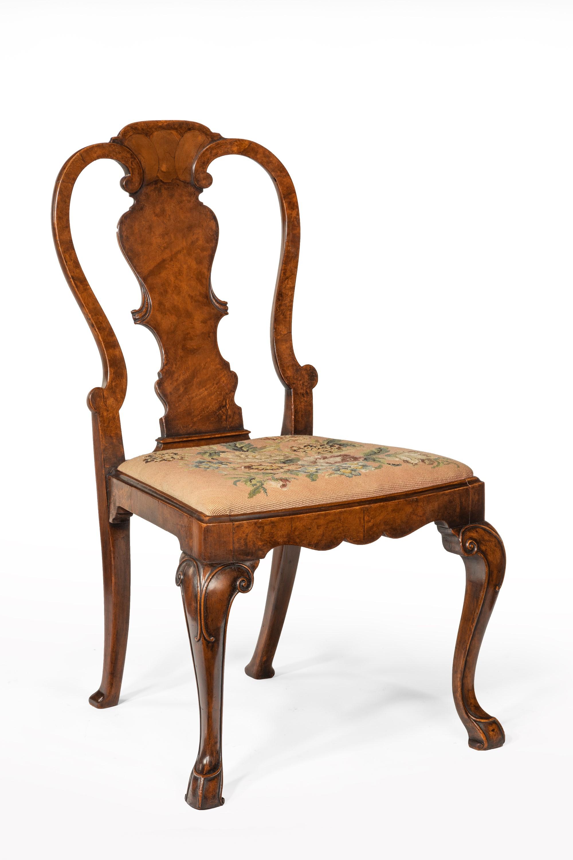 Quality 19th Century Walnut Side Chair with Original Needlework Seat 1