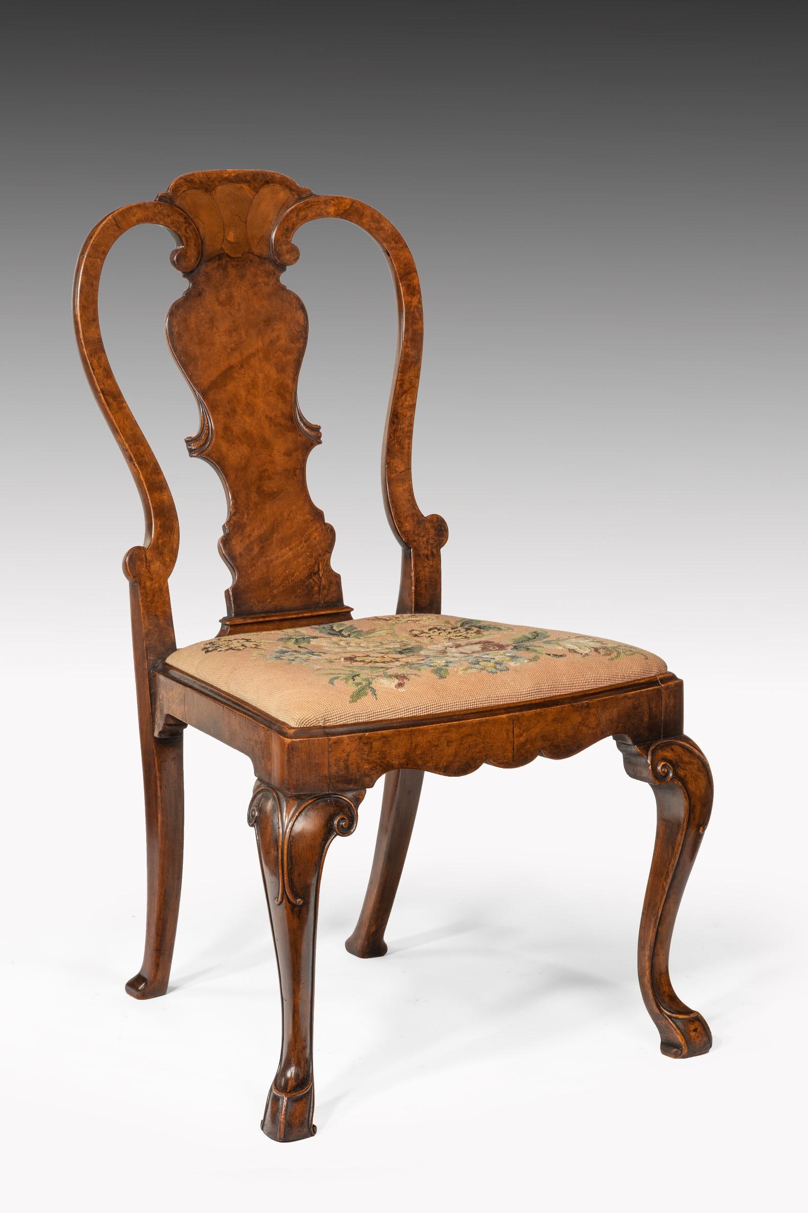 Quality 19th Century Walnut Side Chair with Original Needlework Seat 2