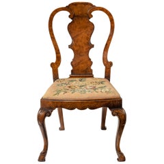 Quality 19th Century Walnut Side Chair with Original Needlework Seat