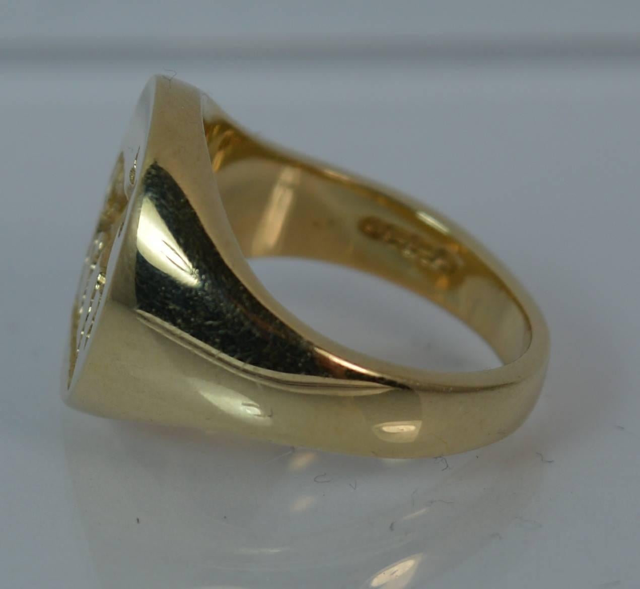 Women's or Men's Quality 9 Carat Gold Prancing Bull Intaglio Seal Signet Ring