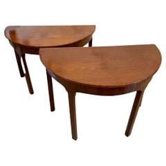Quality Antique 18th Century George III Pair of Mahogany Demi-lune Console Tabl