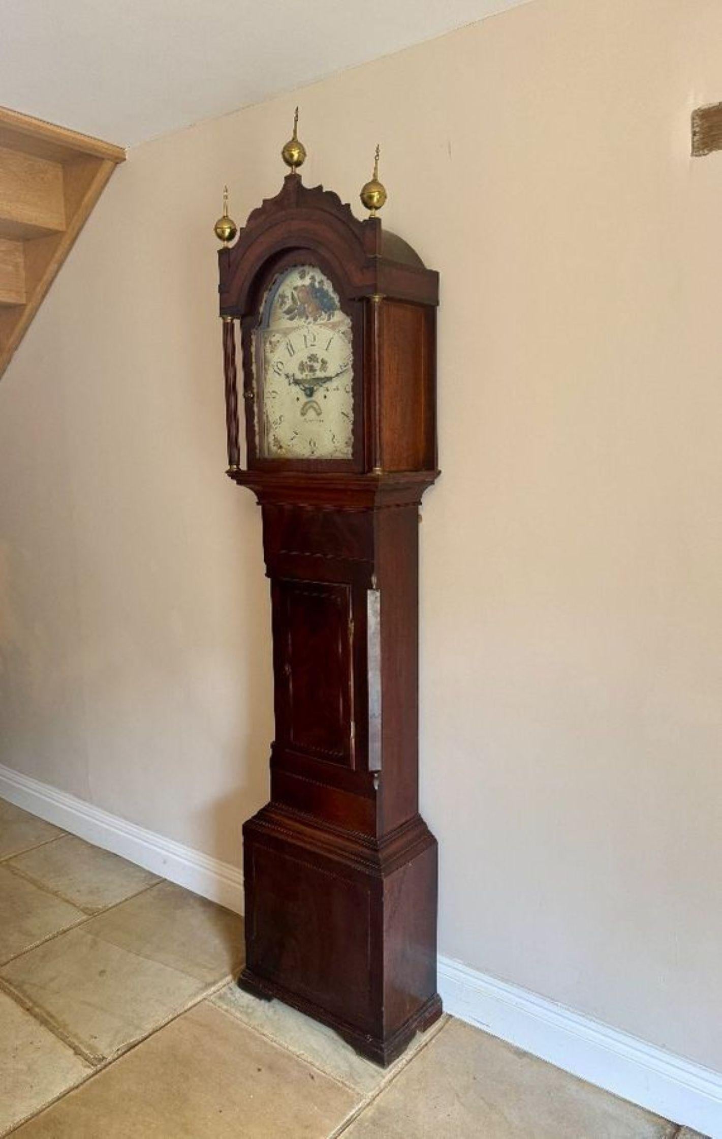 Brass Quality Antique 18th century mahogany longcase clock For Sale