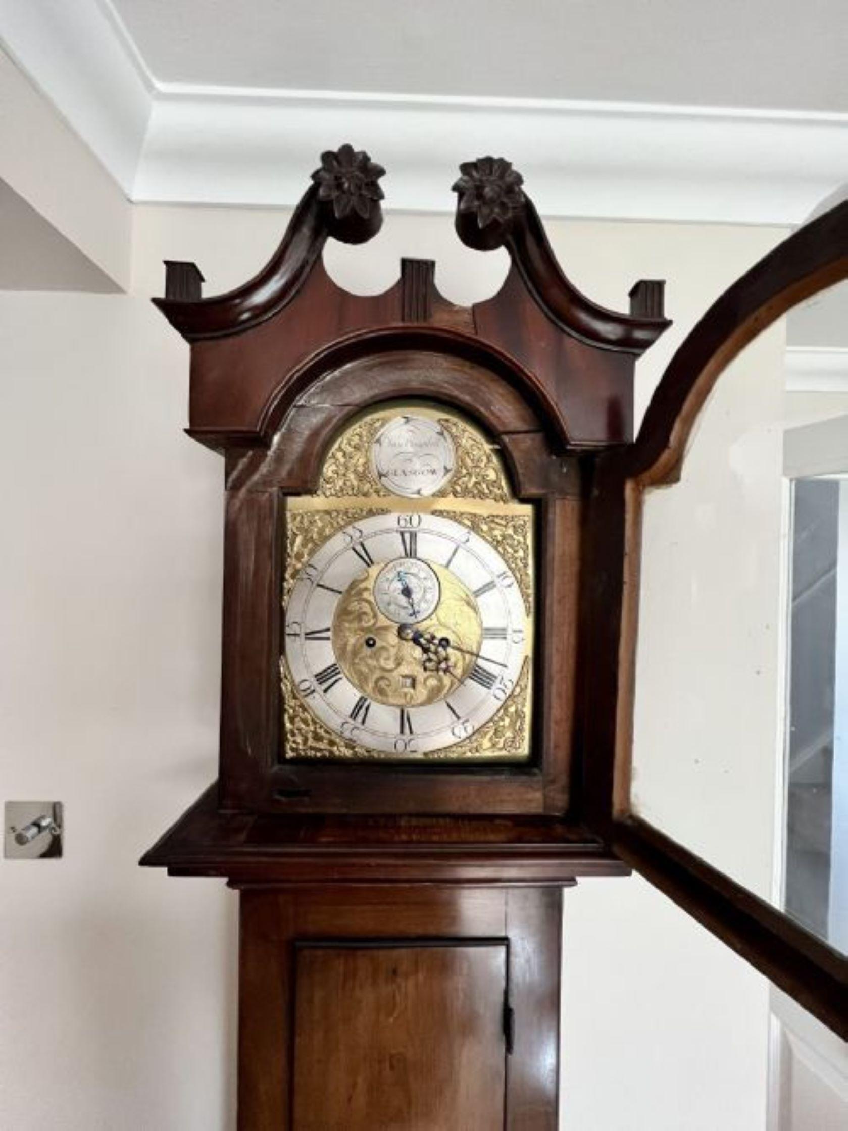 Brass Quality antique 19th century Scottish mahogany long case clock For Sale
