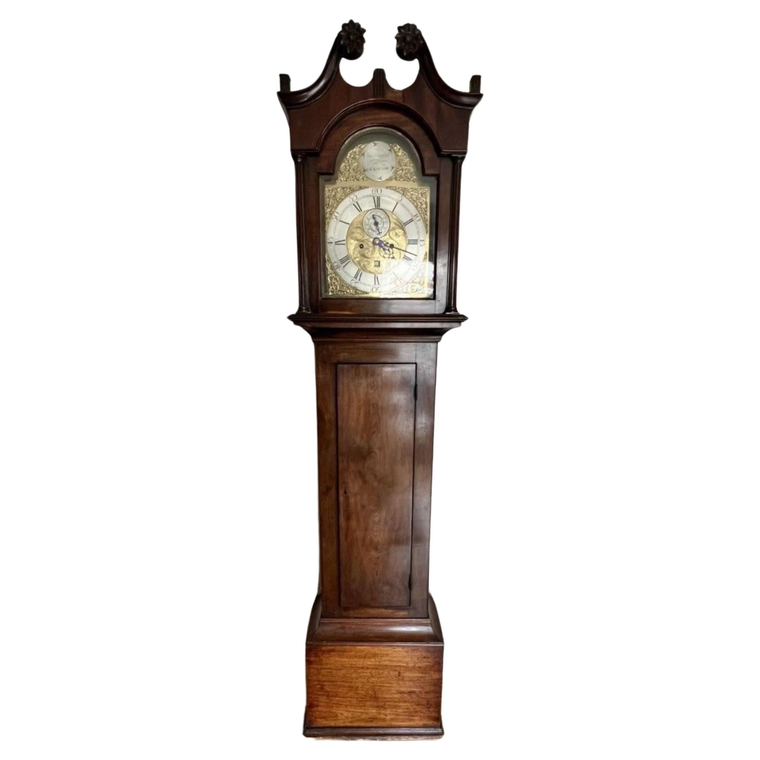 Quality antique 19th century Scottish mahogany long case clock For Sale