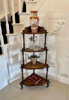 Quality Antique 19th Century Victorian Inlaid Walnut Four Tier Corner Whatnot