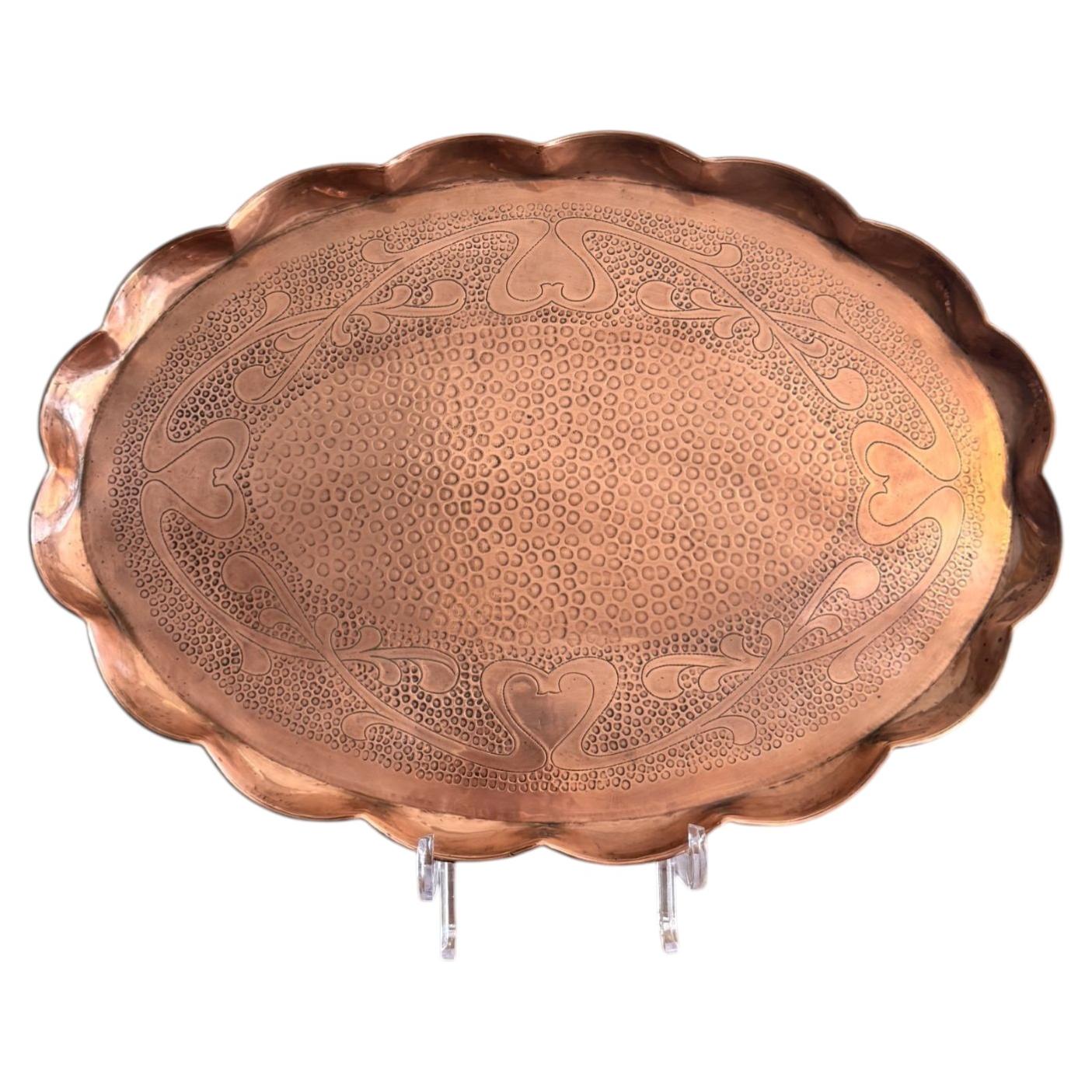 Quality antique Art Nouveau copper tray