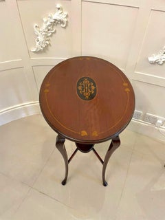 Lámpara de mesa ovalada con incrustaciones de caoba Art Nouveau antigua de calidad