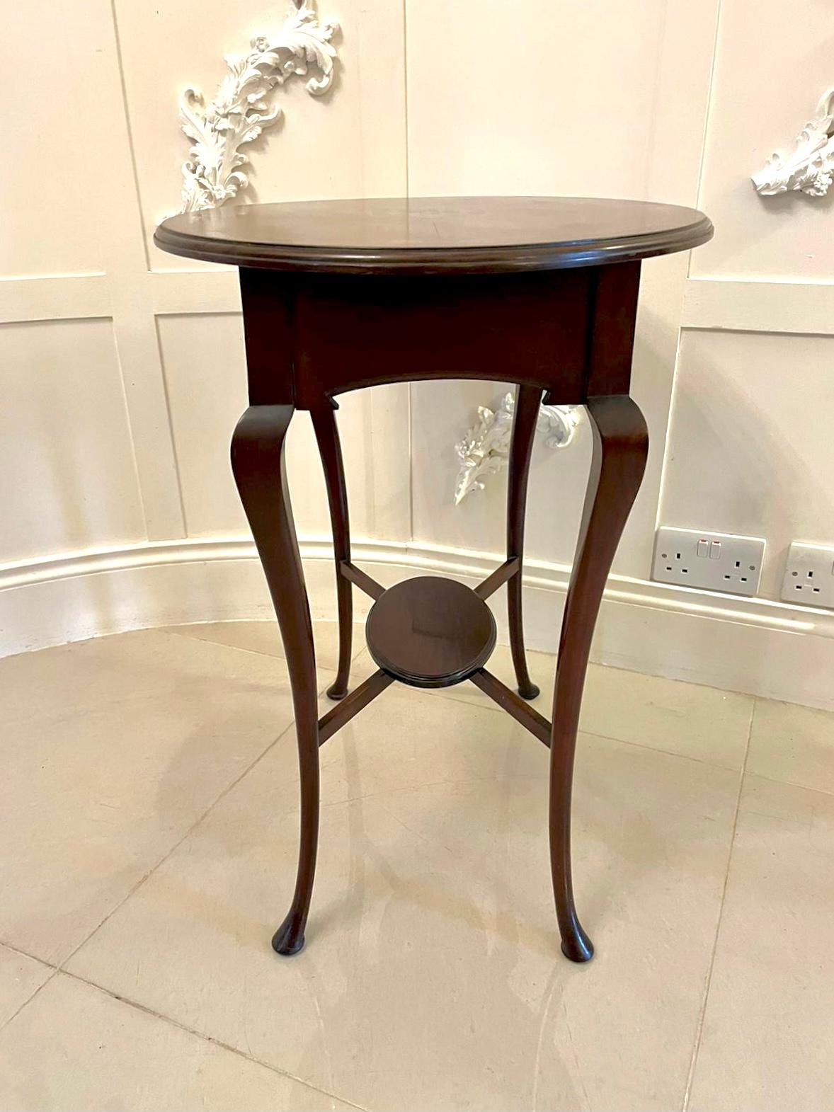 Quality Antique Art Nouveau Inlaid Mahogany Oval Lamp Table In Good Condition For Sale In Suffolk, GB