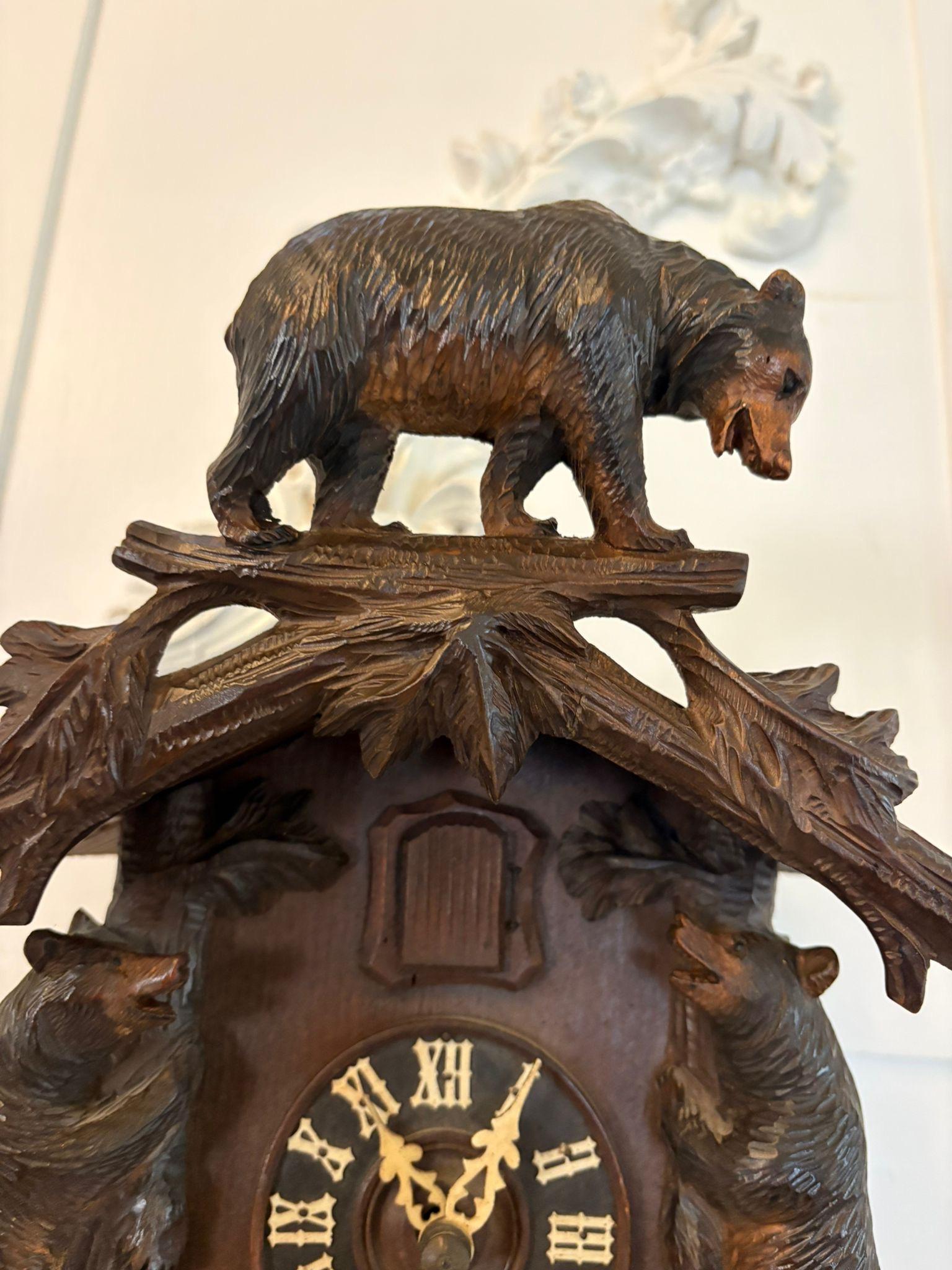 Quality Antique Black Forest Carved Bear Cuckoo Clock For Sale at 1stDibs
