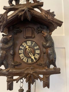 Quality Antique Black Forest Carved Bear Cuckoo Clock