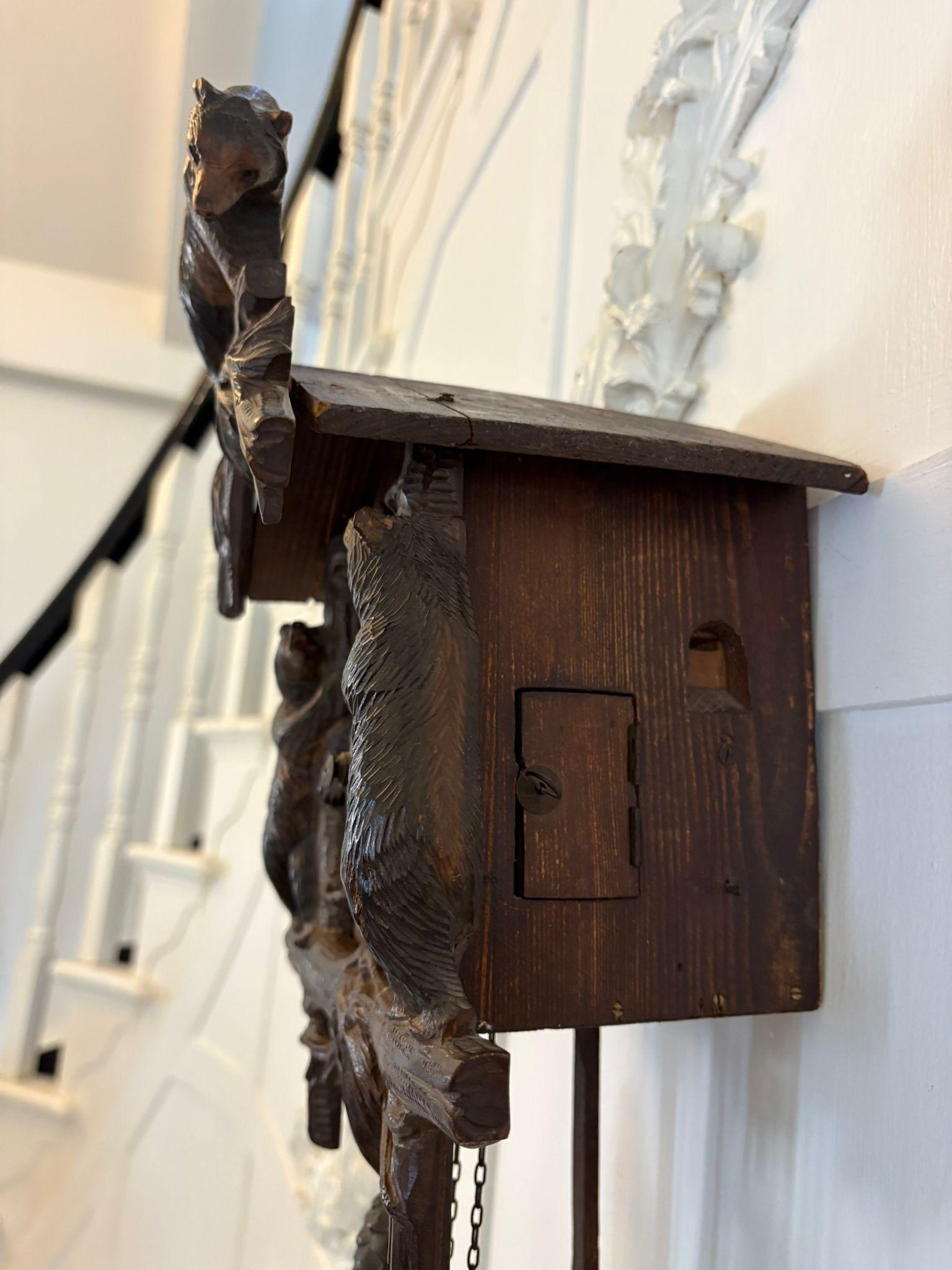 Quality Antique Black Forest Carved Bear Cuckoo Clock For Sale at 1stDibs