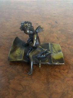 Quality Antique Bronze Cupid Figure Signed Ferrand