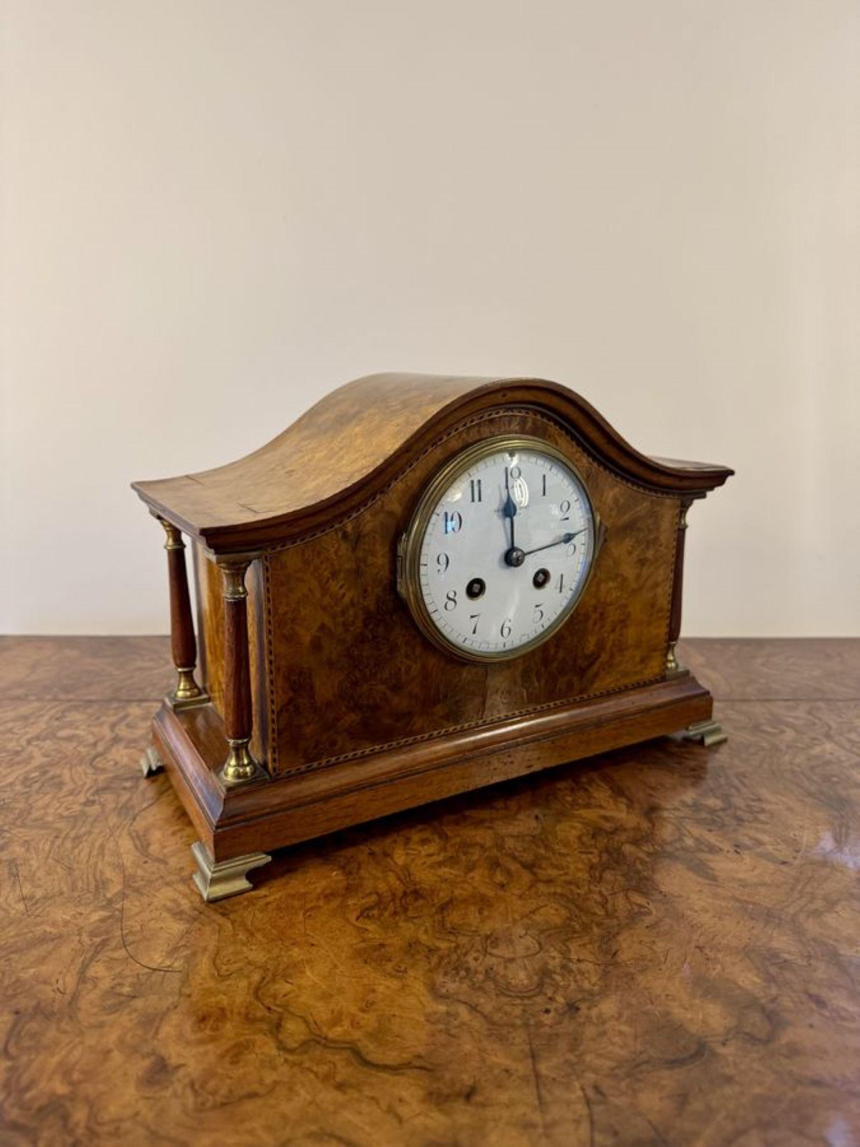 Reloj de chimenea antiguo de nogal de calidad de Kendal and Dent London en venta 1