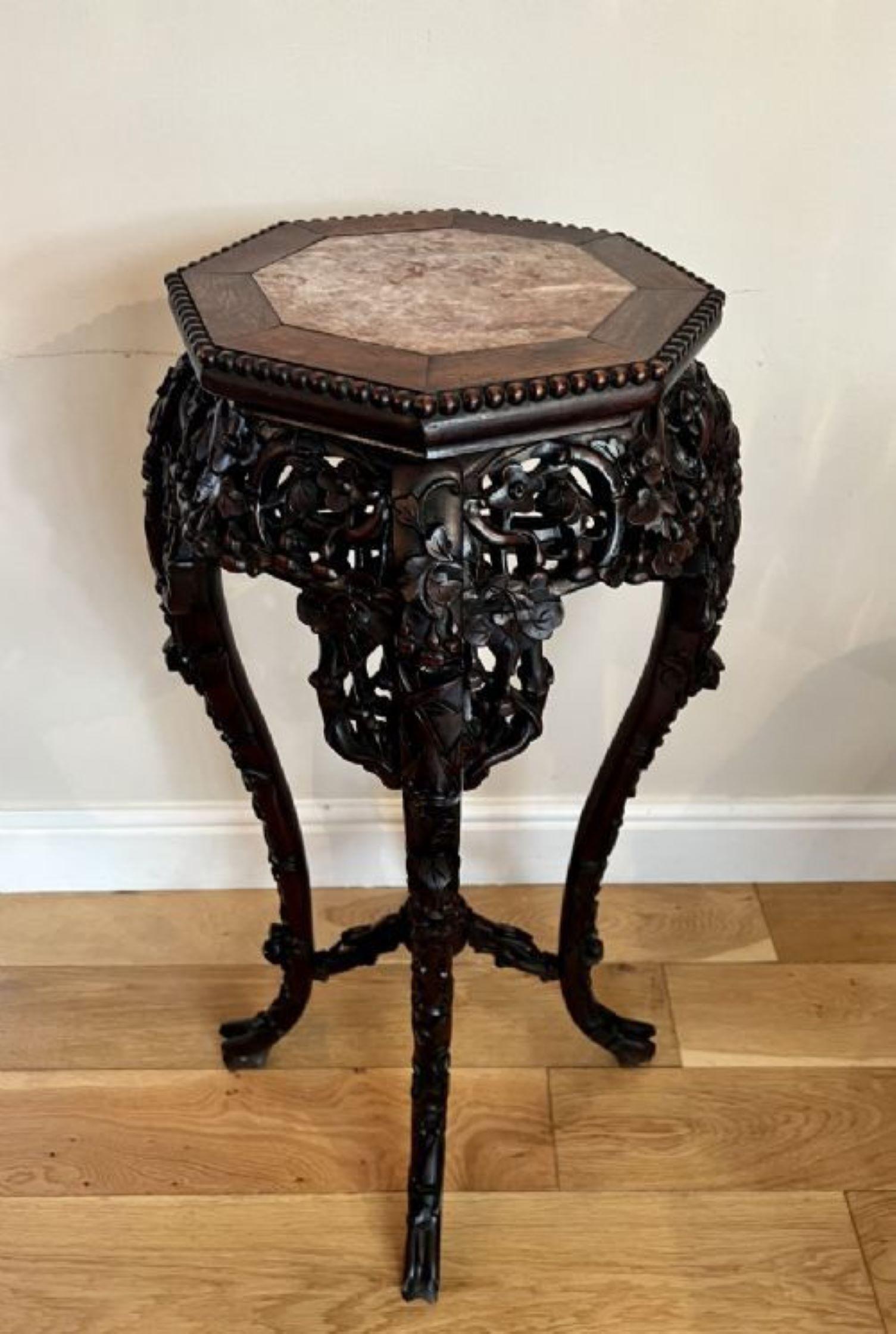 Quality antique carved hardwood Chinese stand  For Sale 1
