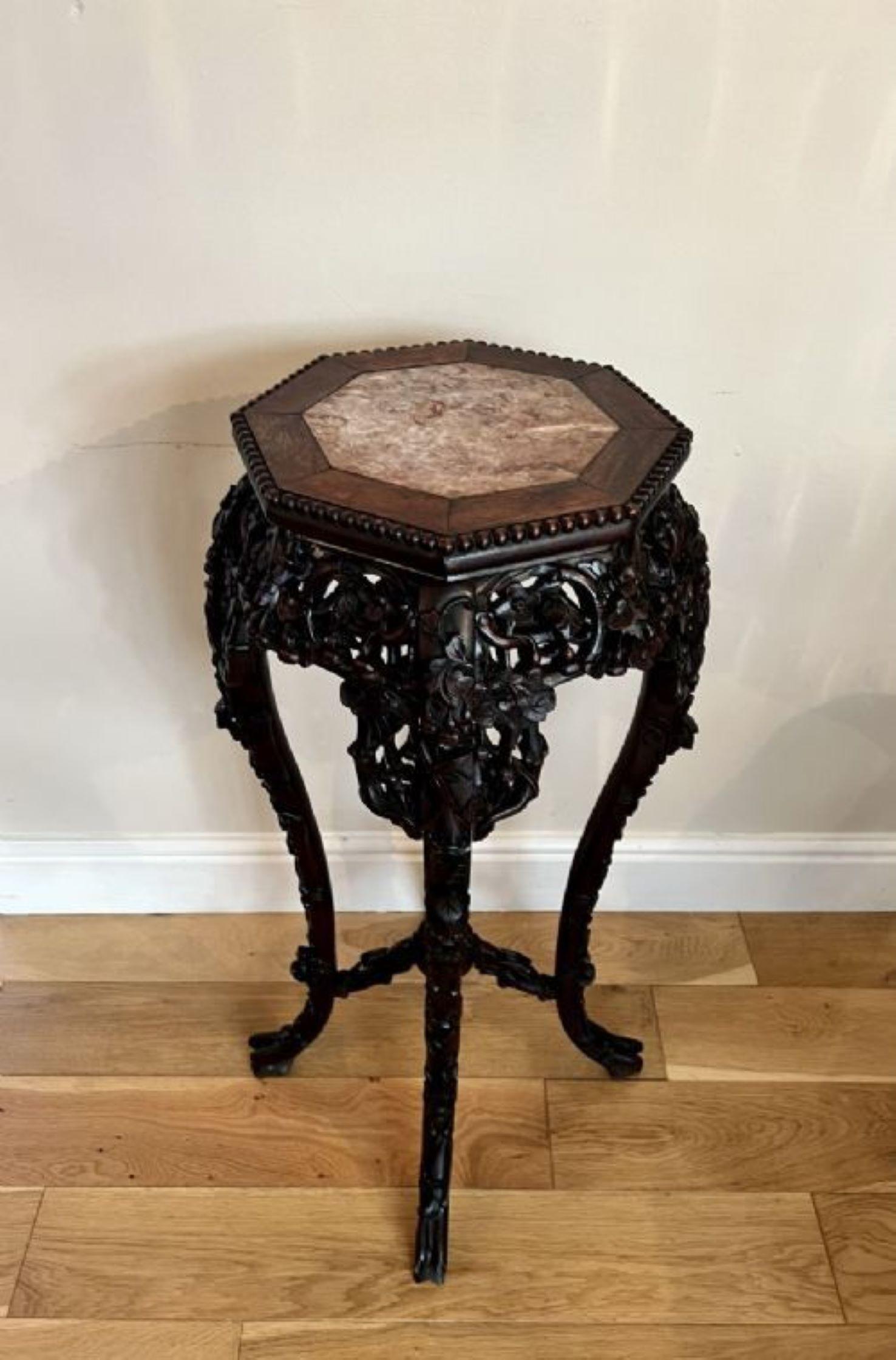 Quality antique carved hardwood Chinese stand For Sale 2