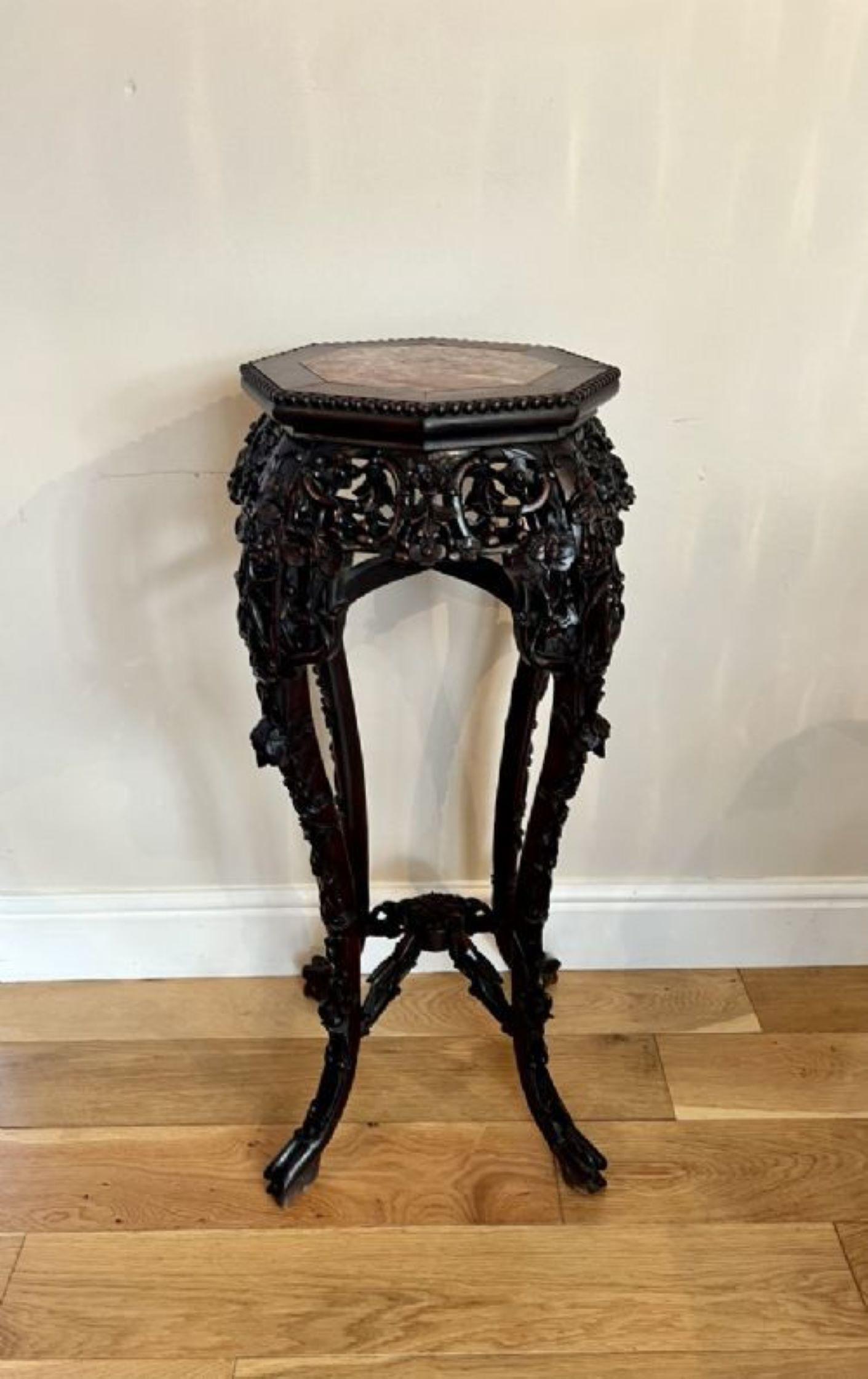 Quality antique carved hardwood Chinese stand  For Sale 3