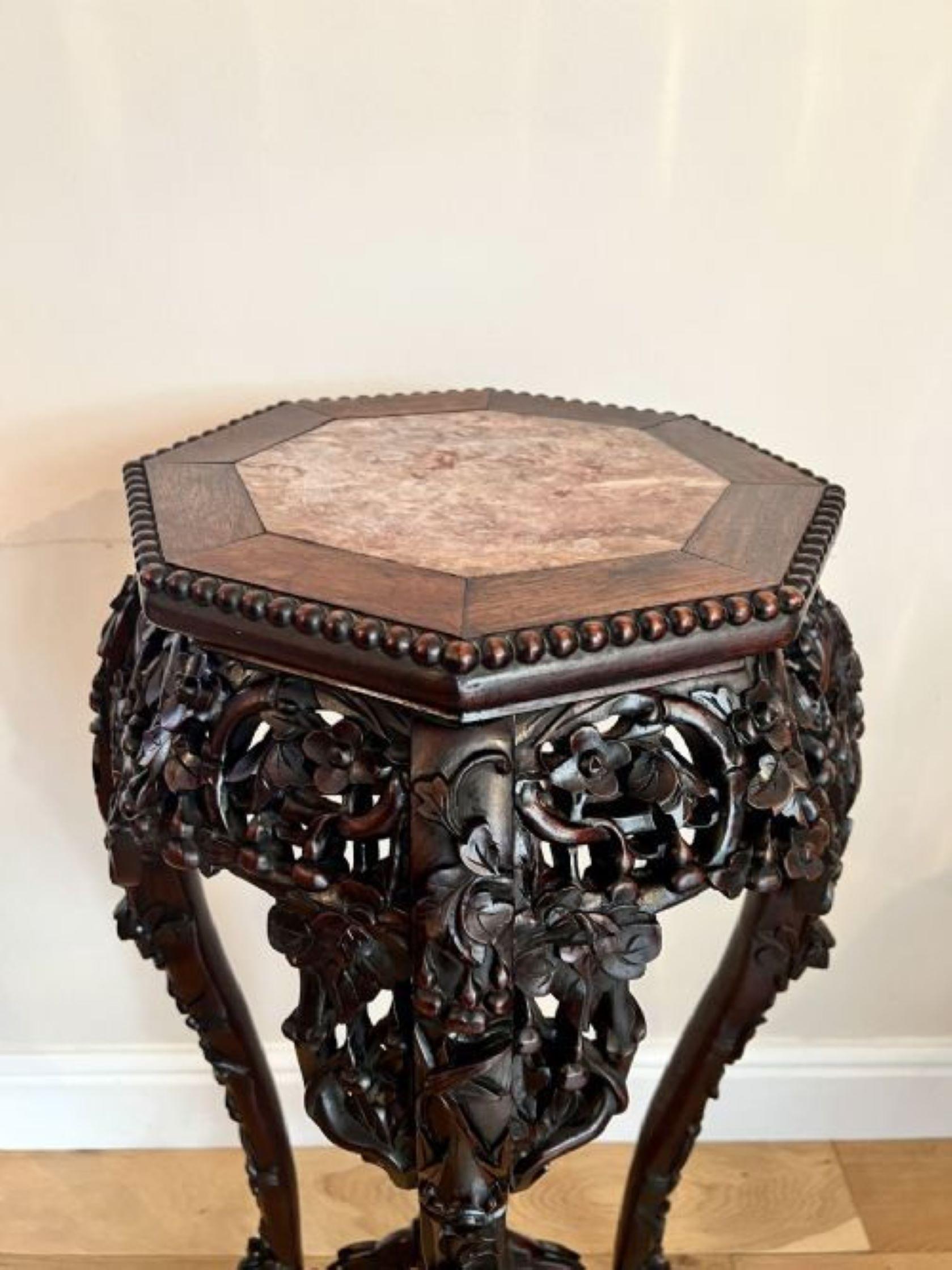 Quality antique carved hardwood Chinese stand  For Sale 4