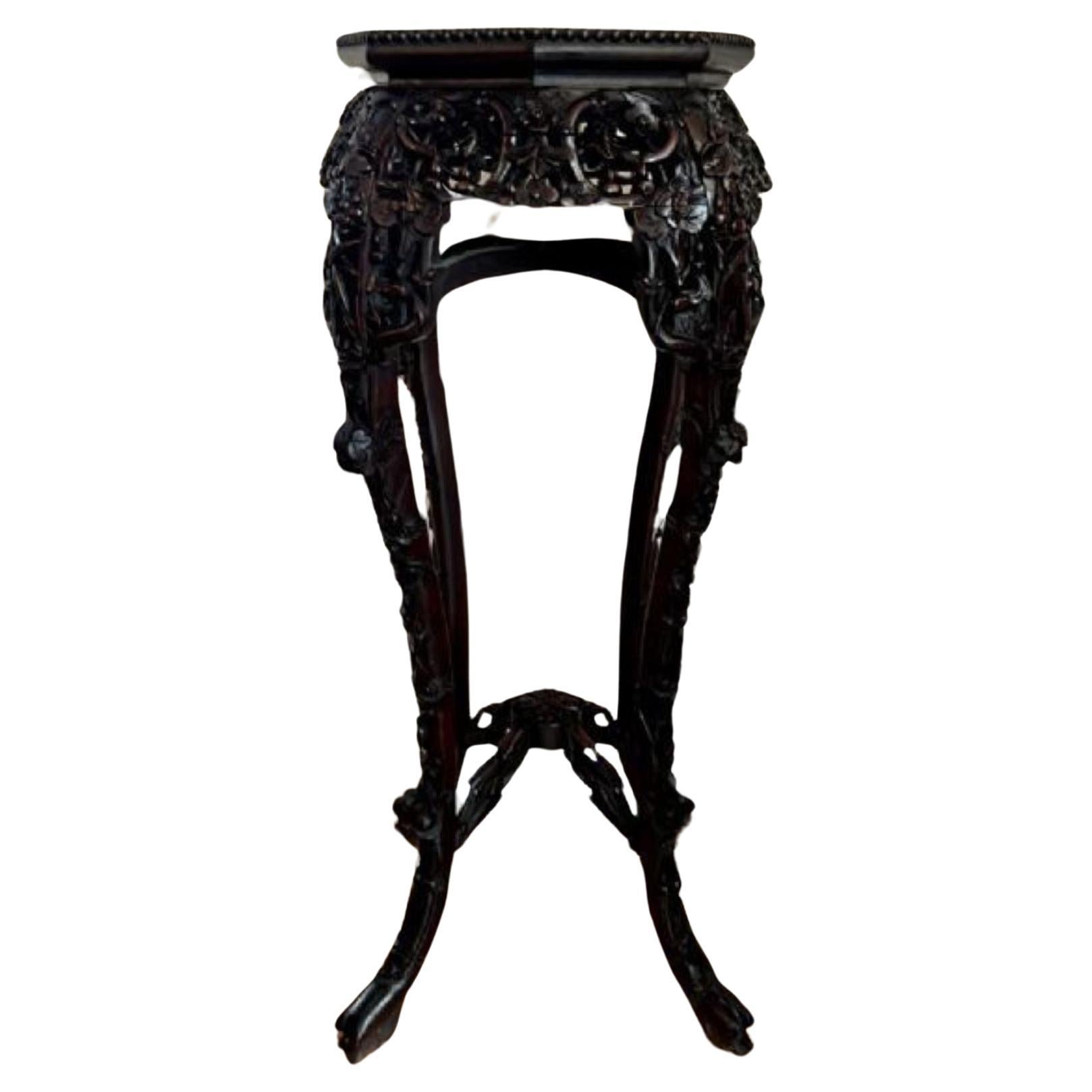 Quality antique carved hardwood Chinese stand  For Sale